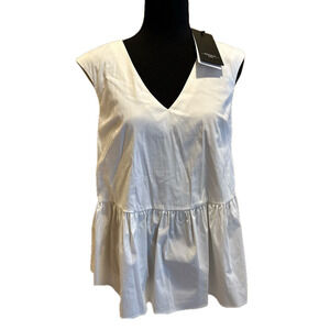 NWT MAXMARA WHITE PEPLUM TOP